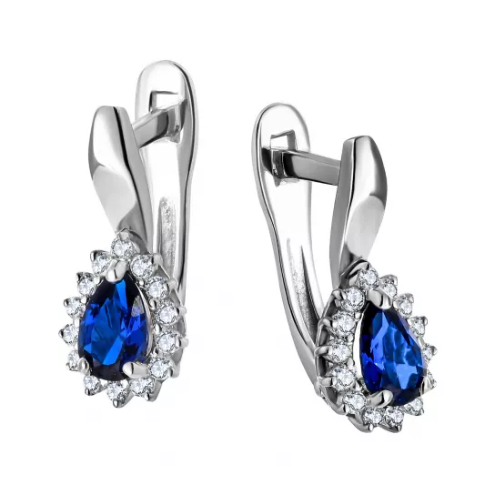 Серьги с фианитом из серебра