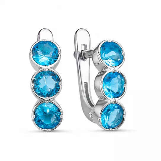 Серьги с кварцем из серебра