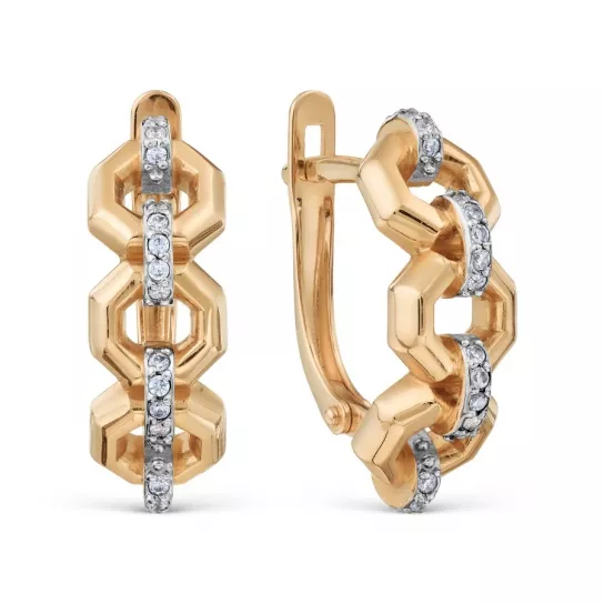 Серьги с фианитом из золота