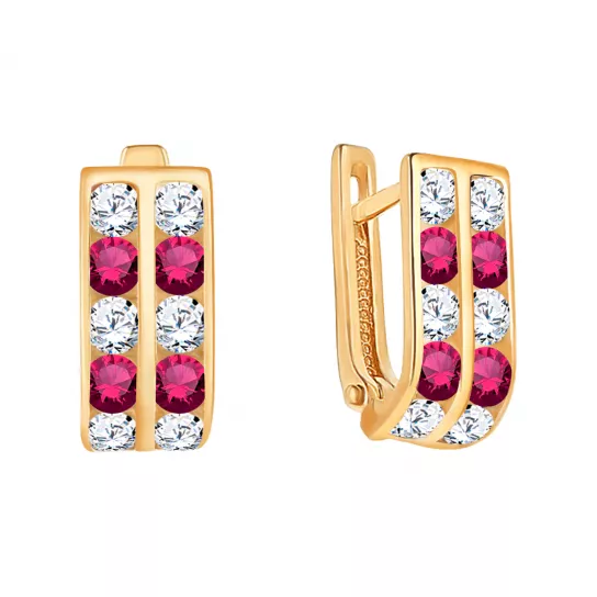 Серьги детские с фианитом из золота