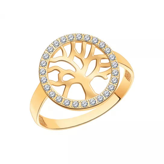 Кольцо с фианитом из золота