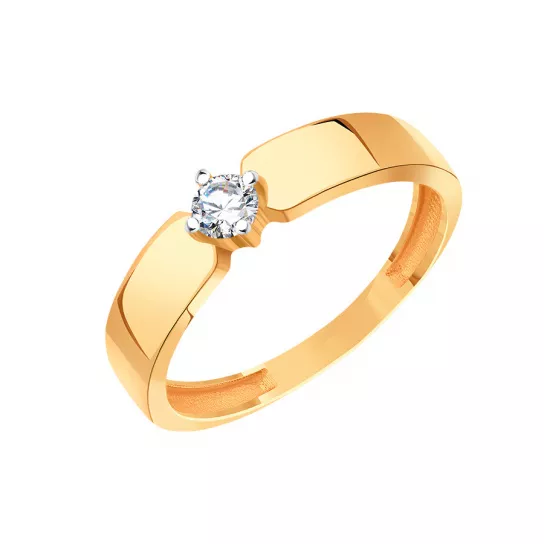 Кольцо с фианитом из золота