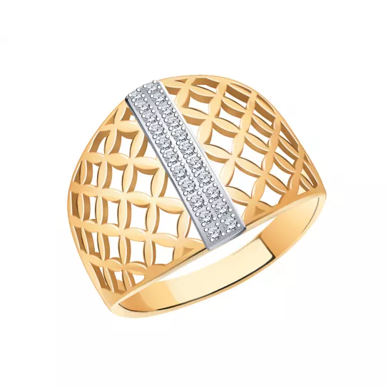 Кольцо с фианитом из золота