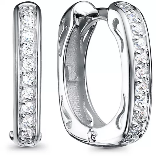 Серьги с фианитом из серебра