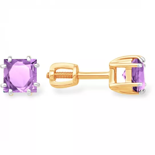 Серьги с аметистом из золота