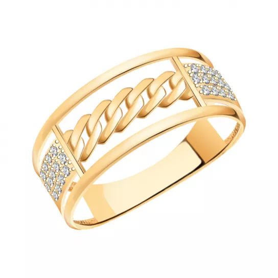 Кольцо с фианитом из золота