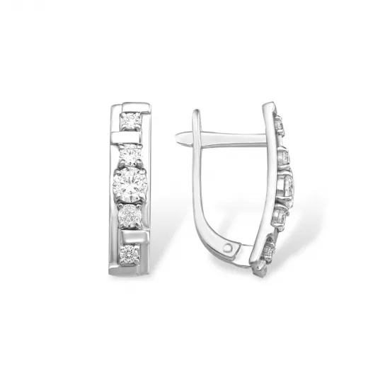 Серьги с фианитом из серебра