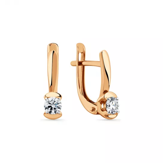 Серьги с фианитом из золота