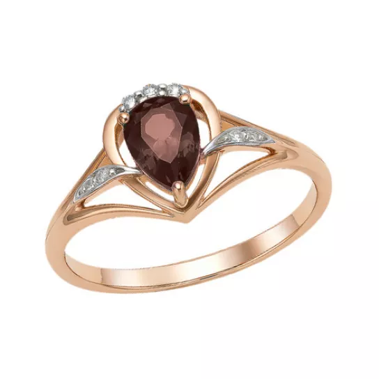 Кольцо с гранатом и фианитом из золота