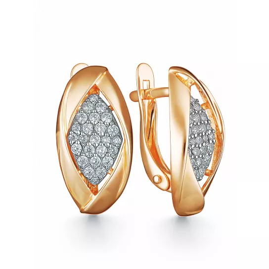 Серьги с фианитом из золота