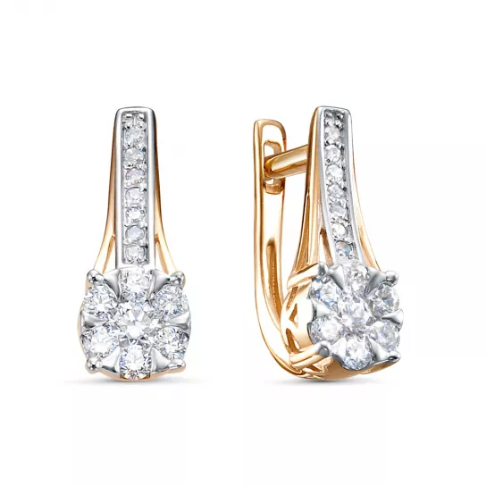 Серьги с фианитом из золота