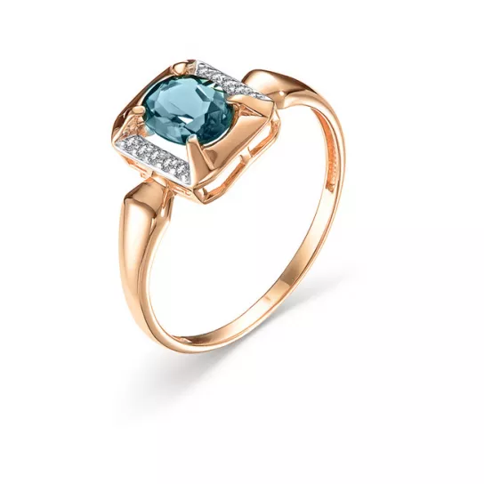 Кольцо с фианитом и топазом из золота