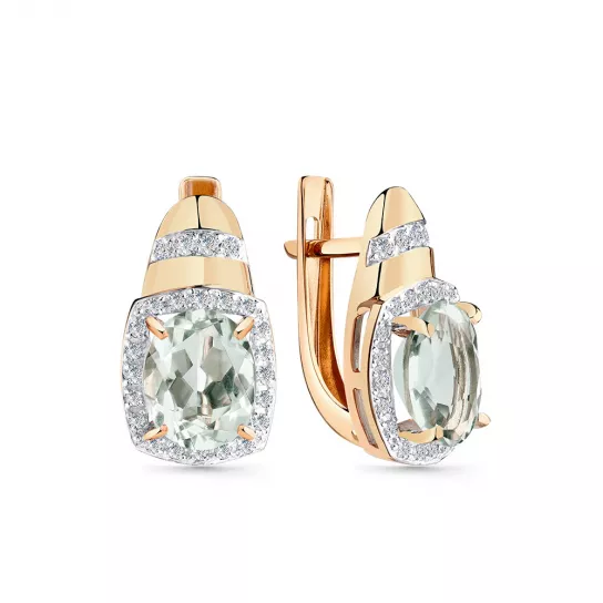 Серьги с фианитом из золота