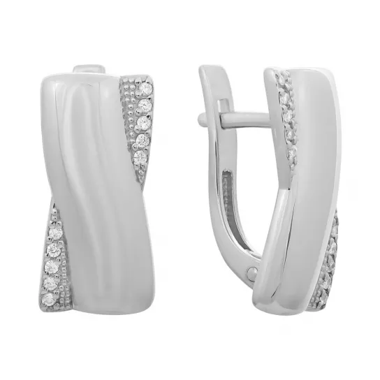 Серьги с фианитом из серебра